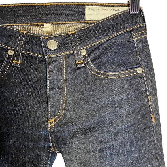 Rag & Bone Mid Rise Skinny Jean Harrow Dark Blue Wash 24 - Picture 9 of 16